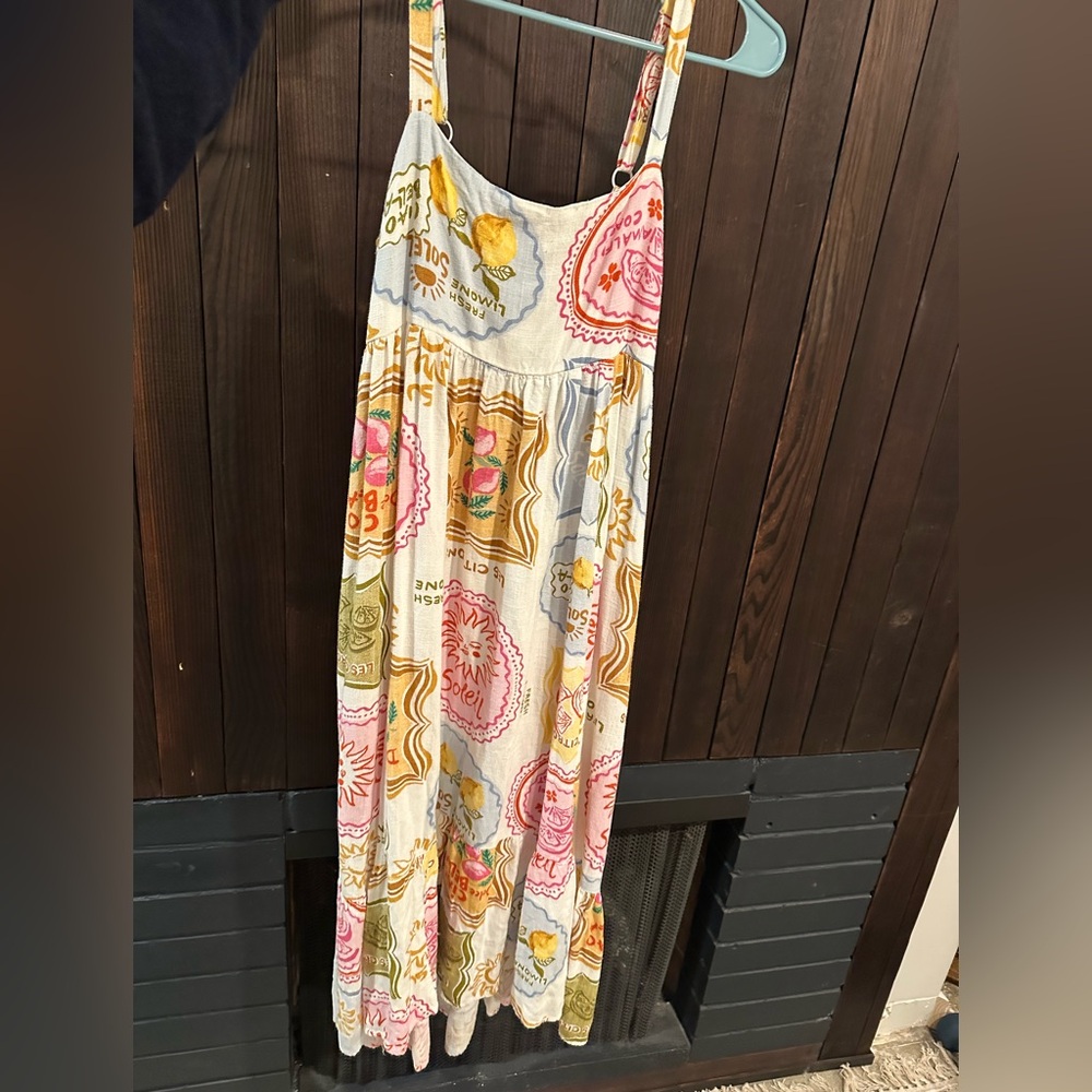 Paper Heart x Anthropologie Citron Amalfi Soleil Coastal Midi dress, Medium - Picture 2 of 6